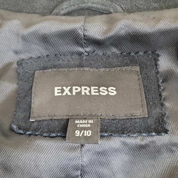 Vintage Express Black Leather Suede Coat with silver stud detailing size 9/10 - Picture 10 of 12